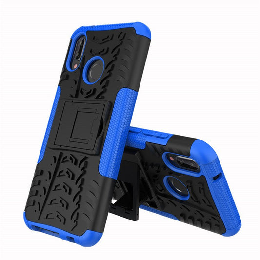 Anti-slip PC + TPU Hybrid Kickstand Protection Case for Huawei P20 Lite / Nova 3e - Blue