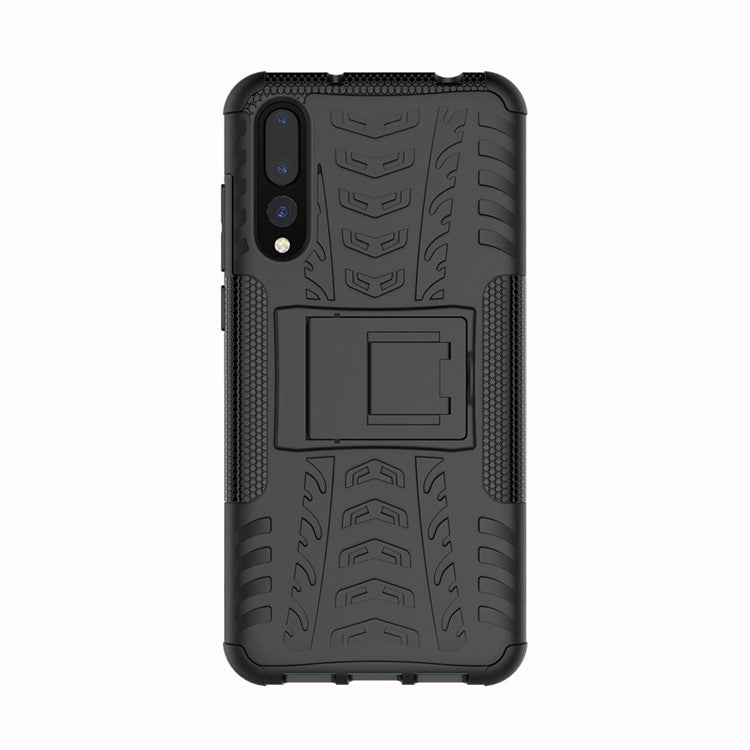 For Huawei P20 Pro Anti-slip PC + TPU Hybrid Case with Kickstand - Black