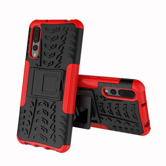For Huawei P20 Pro Anti-slip PC + TPU Hybrid Back Case with Kickstand - Red
