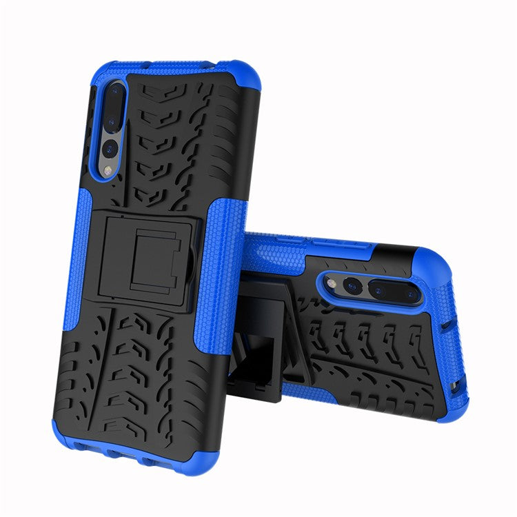 For Huawei P20 Pro Anti-slip PC + TPU Hybrid Protective Cover with Kickstand - Blue