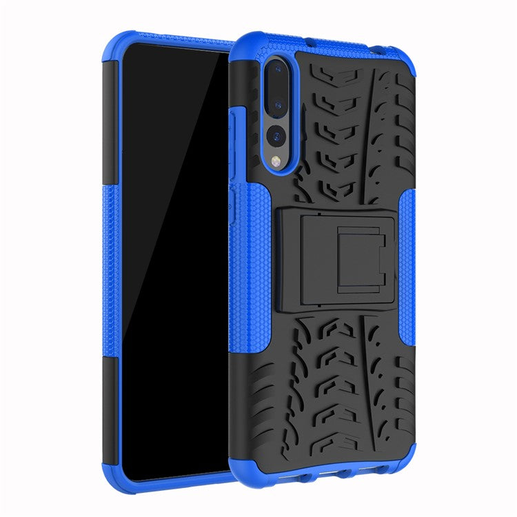 For Huawei P20 Pro Anti-slip PC + TPU Hybrid Protective Cover with Kickstand - Blue