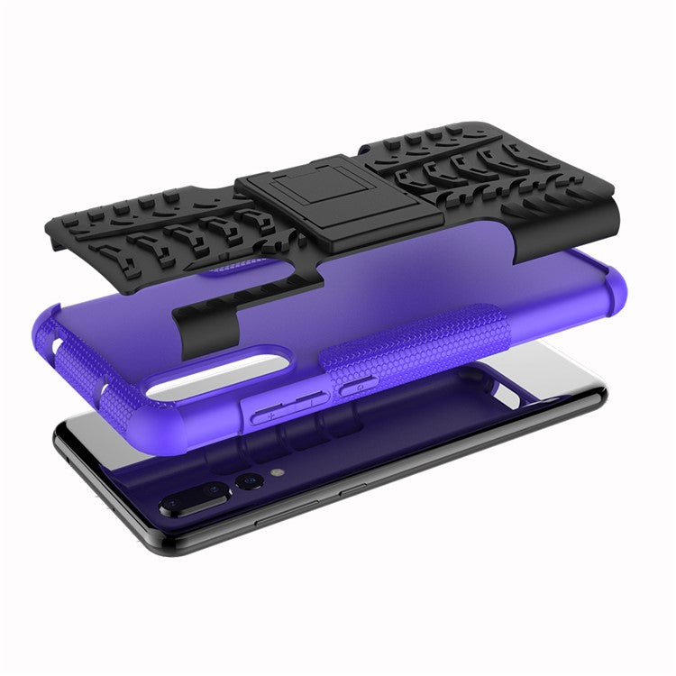For Huawei P20 Pro Anti-slip PC + TPU Hybrid Phone Accessory Case with Kickstand - Purple