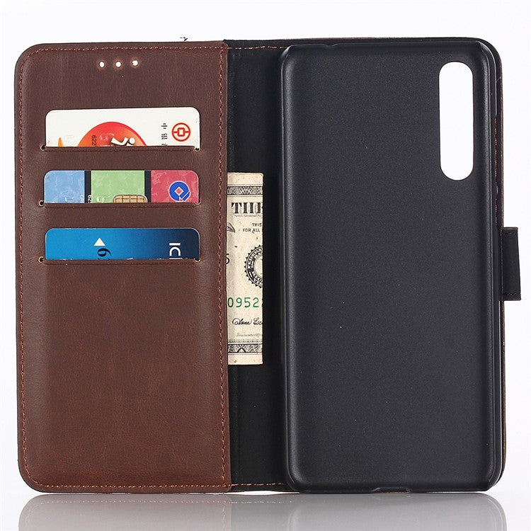 Crazy Horse Texture Retro Style Leather Wallet Mobile Casing for Huawei P20 Pro - Coffee
