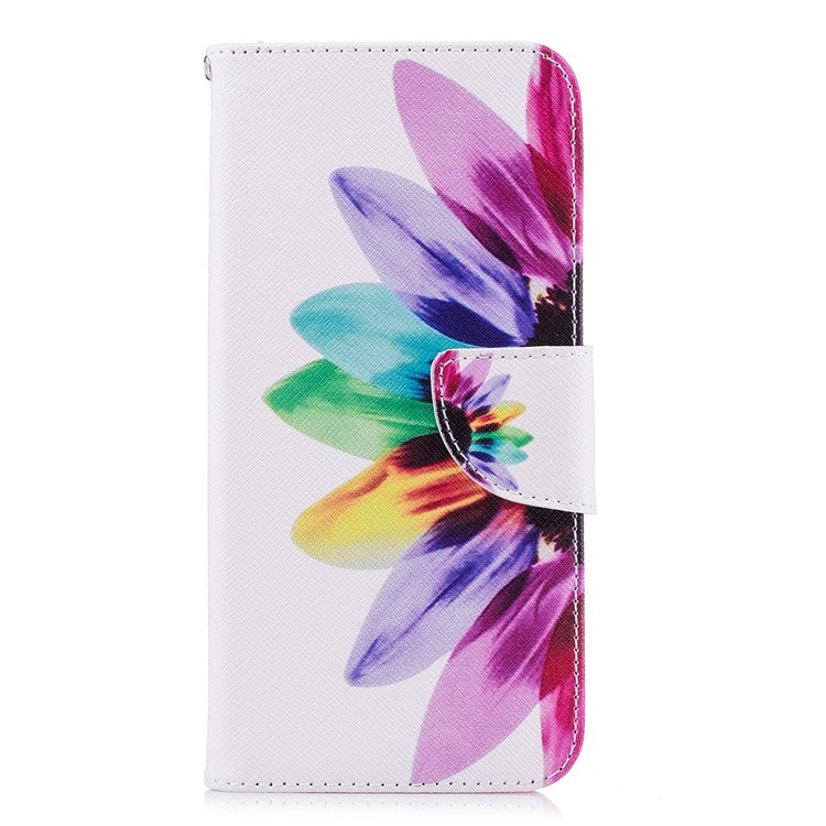 Pattern Printing PU Leather Wallet Stand Shell for Huawei P Smart/Enjoy 7S - Colorful Petals