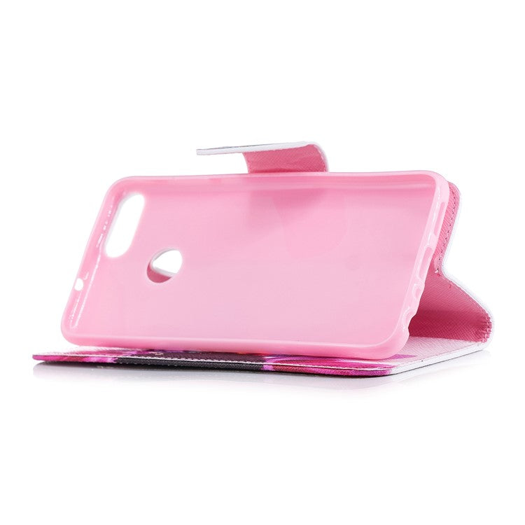 Pattern Printing PU Leather Wallet Stand Shell for Huawei P Smart/Enjoy 7S - Colorful Petals