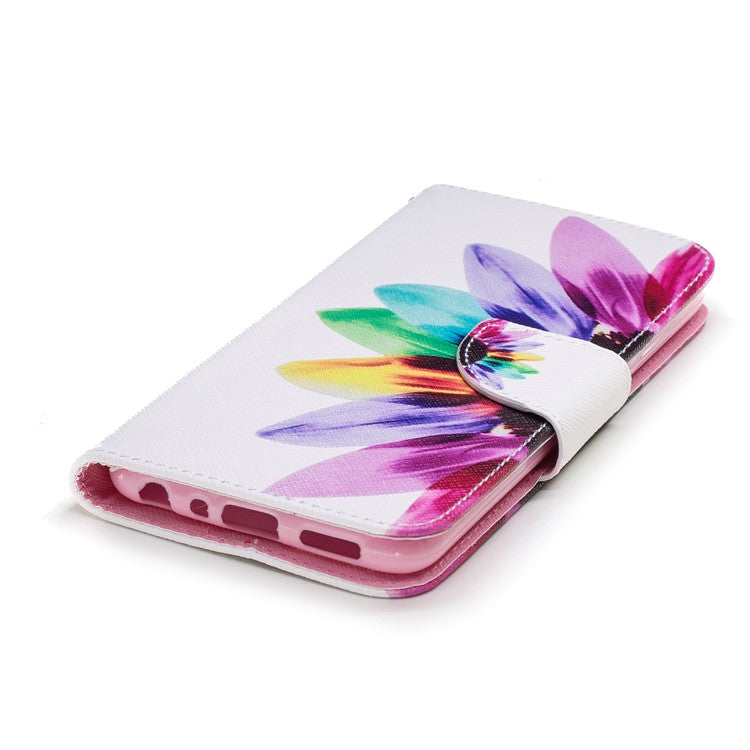 Pattern Printing PU Leather Wallet Stand Shell for Huawei P Smart/Enjoy 7S - Colorful Petals