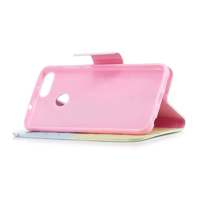Pattern Printing PU Leather Wallet Stand Mobile Phone Shell for Huawei P Smart/Enjoy 7S - Quill Pen and Birds