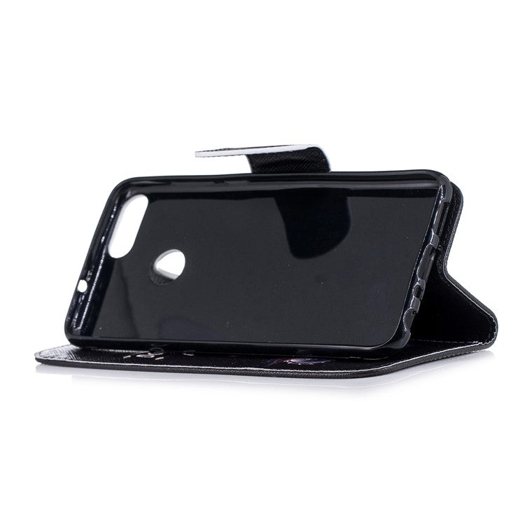 Pattern Printing PU Leather Wallet Stand Cell Phone Shell for Huawei P Smart/Enjoy 7S - Bear and Do not Touch My Phone