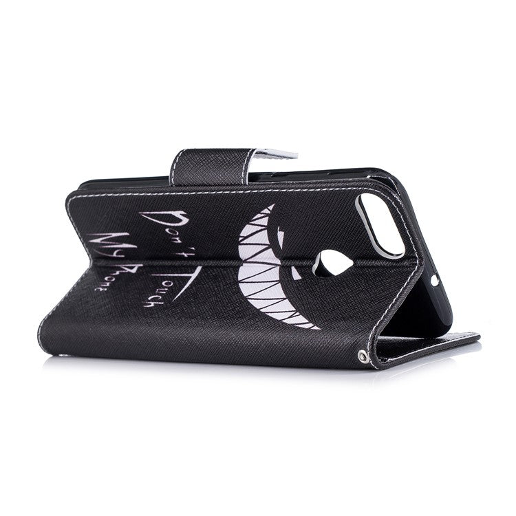 Pattern Printing PU Leather Wallet Stand Protective Case for Huawei P Smart/Enjoy 7S - Angry Face