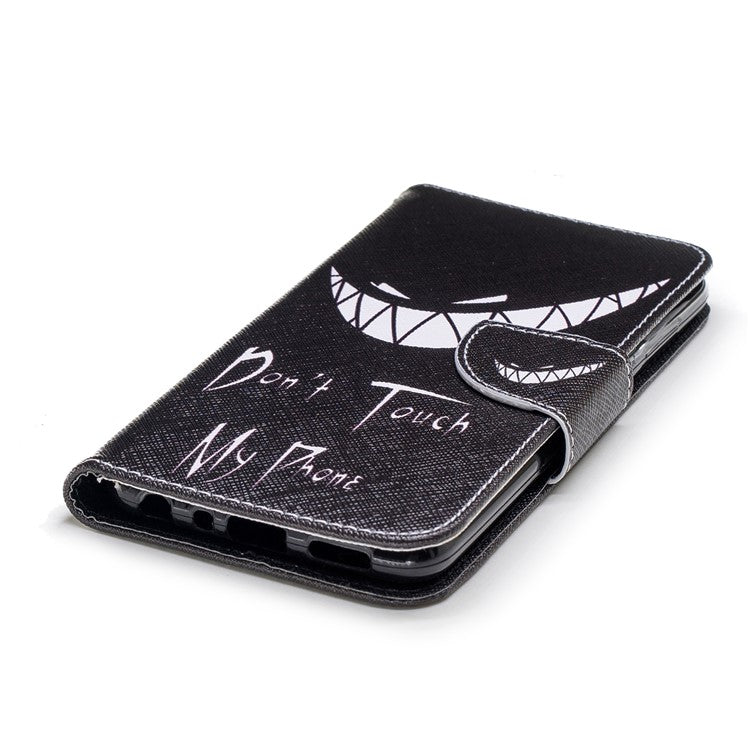 Pattern Printing PU Leather Wallet Stand Protective Case for Huawei P Smart/Enjoy 7S - Angry Face
