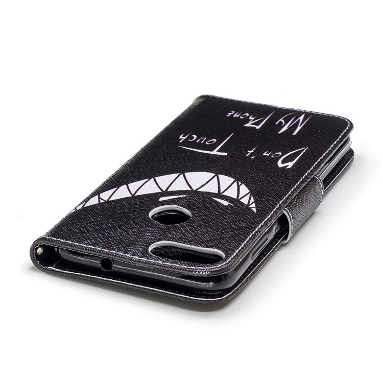 Pattern Printing PU Leather Wallet Stand Protective Case for Huawei P Smart/Enjoy 7S - Angry Face
