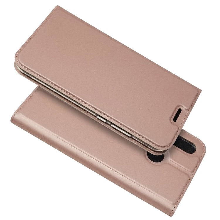 Auto-absorbed Stand Leather Card Holder Cellphone Case for Huawei P20 Lite / Nova 3e - Rose Gold