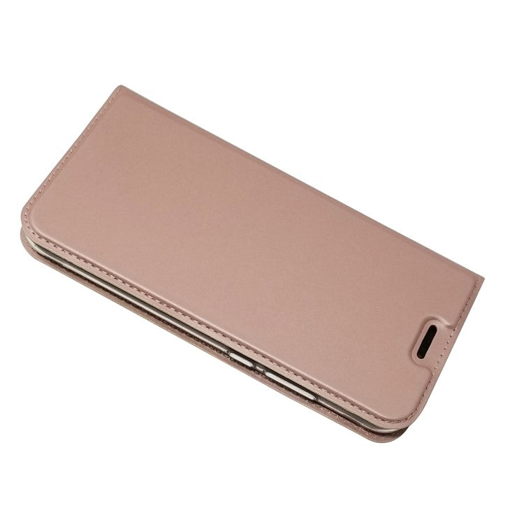 Auto-absorbed Stand Leather Card Holder Cellphone Case for Huawei P20 Lite / Nova 3e - Rose Gold