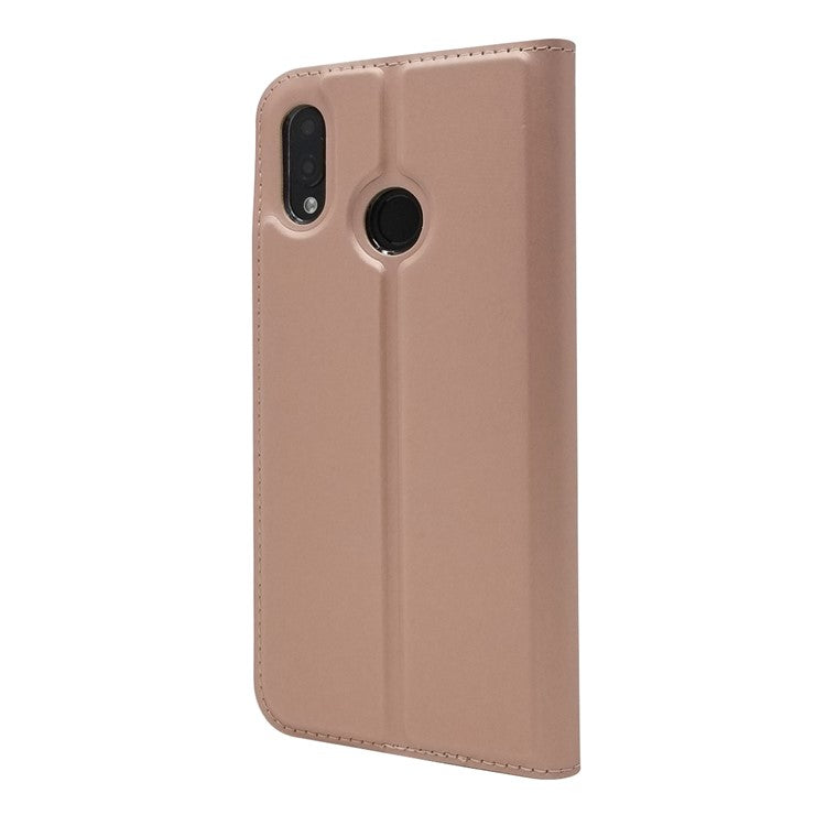 Auto-absorbed Stand Leather Card Holder Cellphone Case for Huawei P20 Lite / Nova 3e - Rose Gold