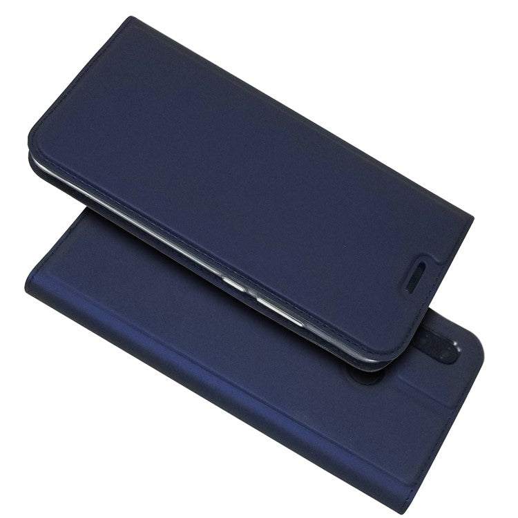 Auto-absorbed Stand Leather Card Holder Cellphone Case for Huawei P20 Lite / Nova 3e - Dark Blue