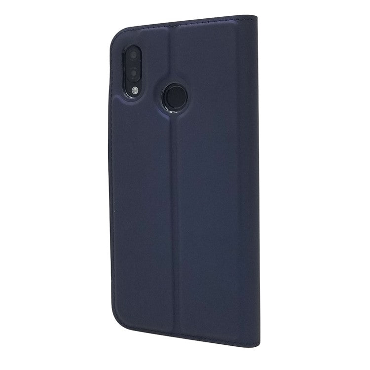 Auto-absorbed Stand Leather Card Holder Cellphone Case for Huawei P20 Lite / Nova 3e - Dark Blue