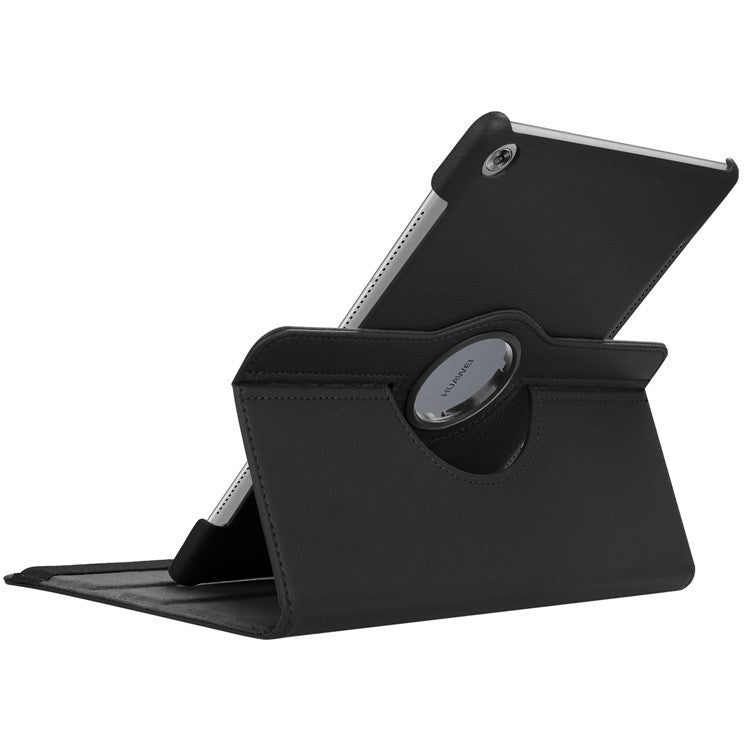 Litchi Grain Leather Stand Tablet Case for Huawei MediaPad M5 10/M5 10 (Pro) with Elastic Band - Black