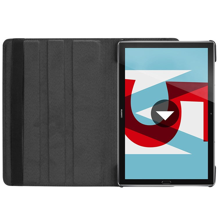 Litchi Grain Leather Stand Tablet Case for Huawei MediaPad M5 10/M5 10 (Pro) with Elastic Band - Black