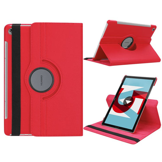 Litchi Grain Leather Stand Tablet Shell for Huawei MediaPad M5 10/M5 10 (Pro) with Elastic Band - Red