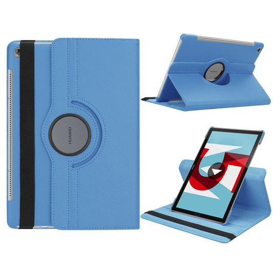 Litchi Grain Leather Stand Tablet Casing for Huawei MediaPad M5 10/M5 10 (Pro) with Elastic Band - Baby Blue