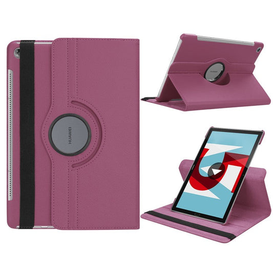 Litchi Grain Leather Stand Tablet Folio Cover for Huawei MediaPad M5 10/M5 10 (Pro) with Elastic Band - Purple