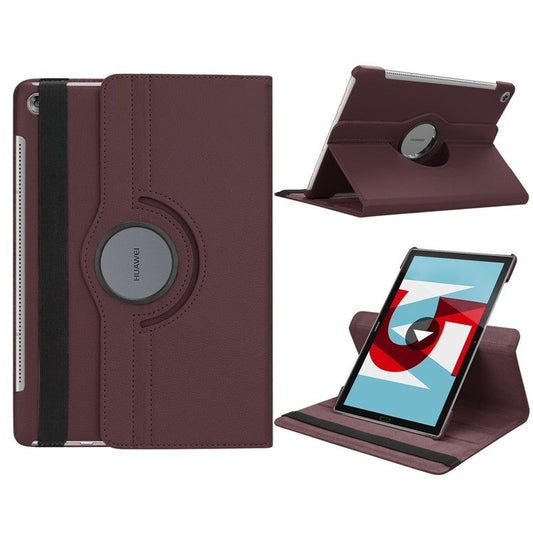 Litchi Grain Leather Stand Tablet Protective Casing for Huawei MediaPad M5 10/M5 10 (Pro) with Elastic Band - Brown