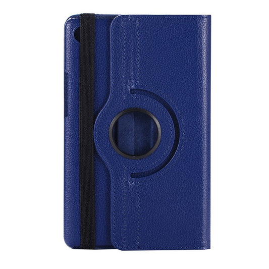 Litchi Texture Leather Case with Rotating Stand for Huawei MediaPad M5 8 - Dark Blue