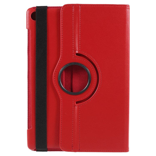 Litchi Skin Leather Shell with Rotating Stand for Huawei MediaPad M5 10 / M5 10 (Pro) - Red