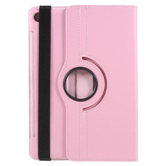 Litchi Skin Leather Case Shell with Rotating Stand for Huawei MediaPad M5 10 / M5 10 (Pro) - Pink