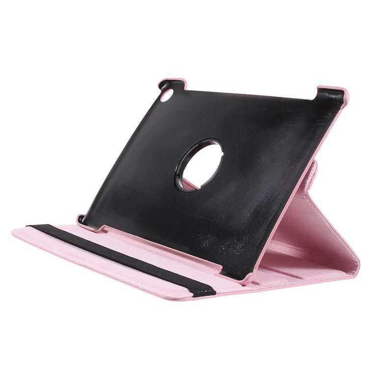 Litchi Skin Leather Case Shell with Rotating Stand for Huawei MediaPad M5 10 / M5 10 (Pro) - Pink