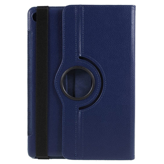 Litchi Texture Leather Case with Rotating Stand for Huawei MediaPad M5 10 / M5 10 (Pro) - Dark Blue