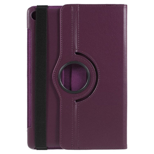 Litchi Skin Leather Cover Shell Case with Rotating Stand for Huawei MediaPad M5 10 / M5 10 (Pro) - Purple