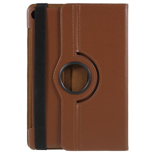 Litchi Skin Leather Cover Shell with Rotating Stand for Huawei MediaPad M5 10 / M5 10 (Pro) - Brown