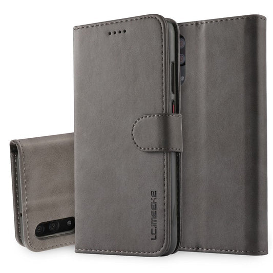 LC.IMEEKE Wallet Stand Leather Protective Flip Protective Case for Huawei P20 - Grey