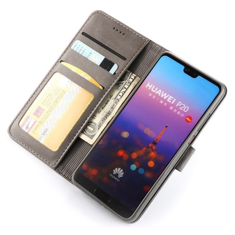 LC.IMEEKE Wallet Stand Leather Protective Flip Protective Case for Huawei P20 - Grey
