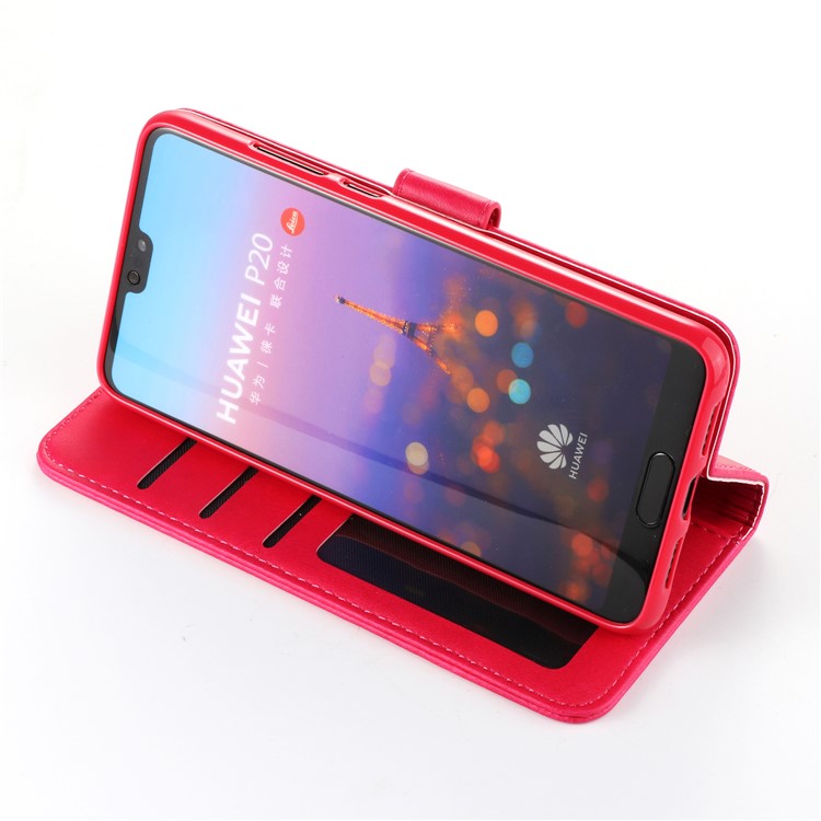 LC.IMEEKE Wallet Stand Leather Phone Cover for Huawei P20 - Rose