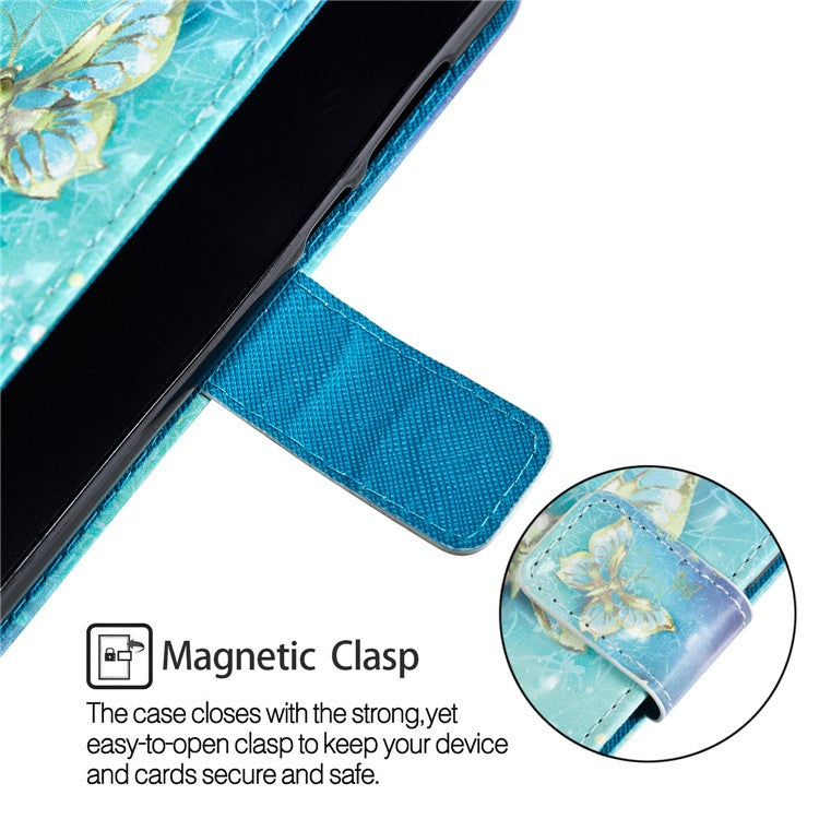 For Huawei P20 Lite / Nova 3e (China) Pattern Printing Leather Stand Magnetic Casing Shell - Gold Butterflies