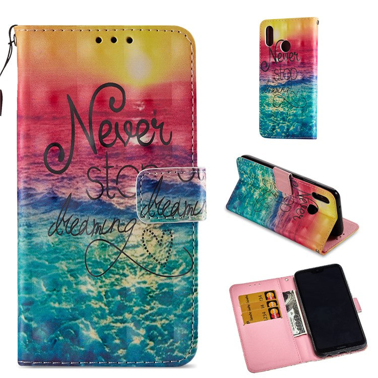 For Huawei P20 Lite / Nova 3e (China) Pattern Printing Leather Stand Magnetic Cellphone Case - Never Stop Learning