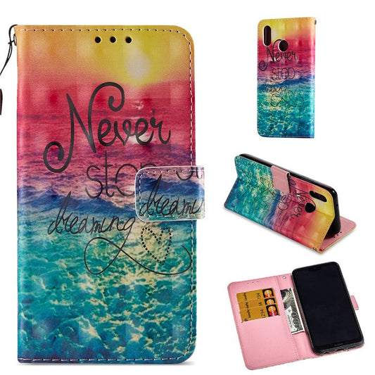 For Huawei P20 Lite / Nova 3e (China) Pattern Printing Leather Stand Magnetic Cellphone Case - Never Stop Learning