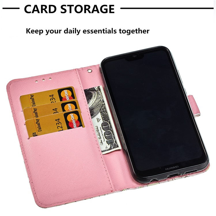 For Huawei P20 Lite / Nova 3e (China) Pattern Printing Leather Stand Magnetic Cellphone Case - Never Stop Learning