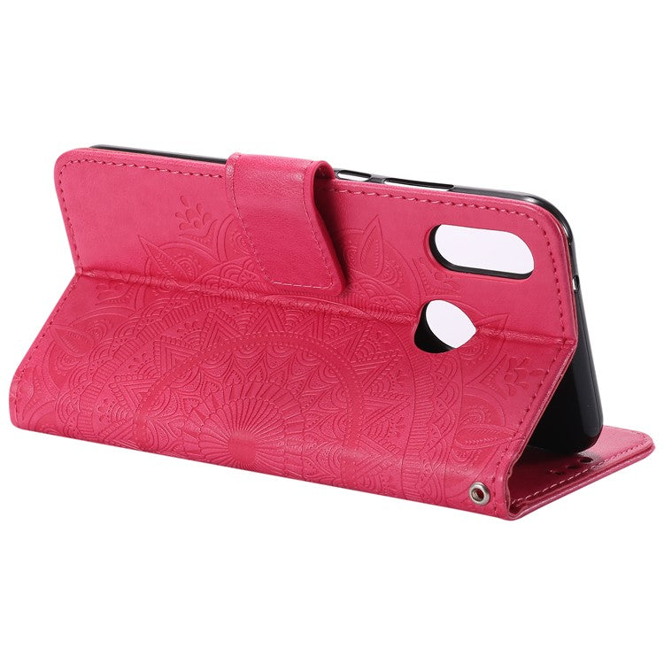 Imprinted Mandala Pattern PU Leather Wallet Stand Cover Case for Huawei P20 Lite / Nova 3e - Rose