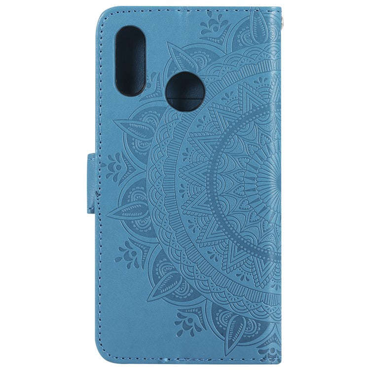 Imprinted Mandala Pattern PU Leather Mobile Case with Card Slots for Huawei P20 Lite / Nova 3e - Blue