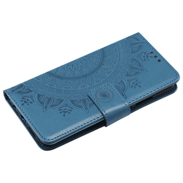 Imprinted Mandala Pattern PU Leather Mobile Case with Card Slots for Huawei P20 Lite / Nova 3e - Blue