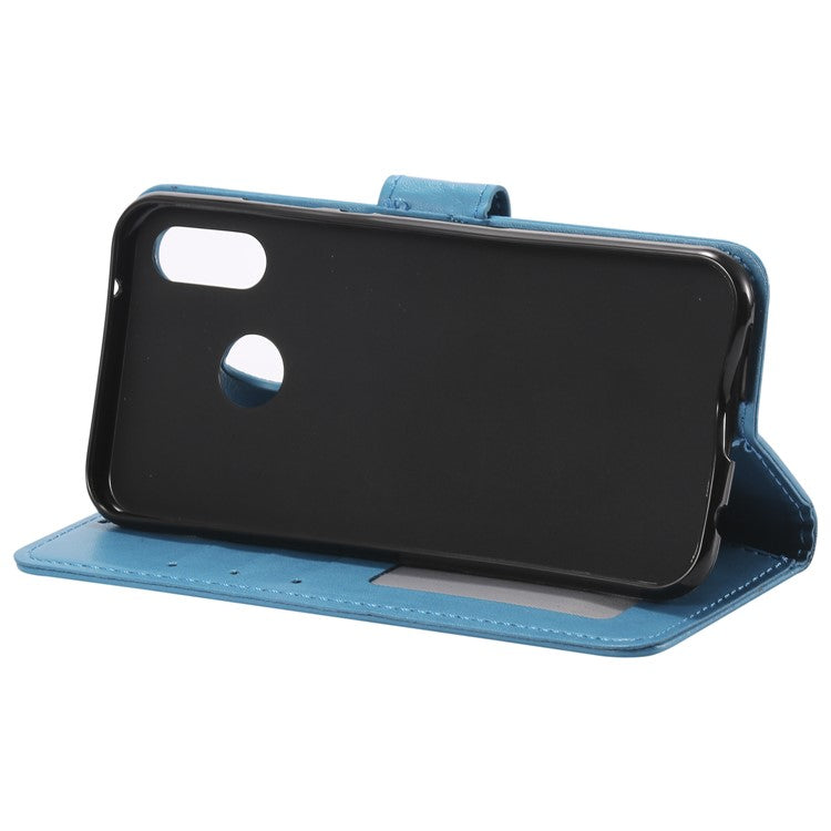 Imprinted Mandala Pattern PU Leather Mobile Case with Card Slots for Huawei P20 Lite / Nova 3e - Blue