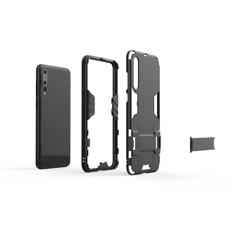 Cool Guard PC TPU Combo Mobile Casing with Kickstand for Huawei P20 Pro - Black