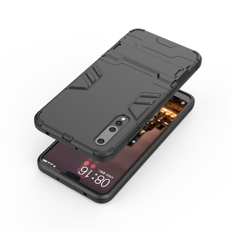Cool Guard PC TPU Combo Mobile Casing with Kickstand for Huawei P20 Pro - Black