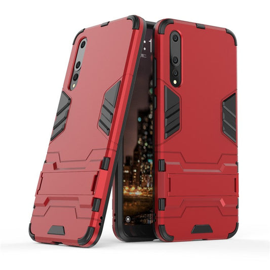 Cool Guard PC TPU Combo Mobile Phone Casing with Kickstand for Huawei P20 Pro - Red