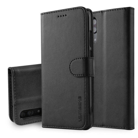 LC.IMEEKE Wallet Leather Stand Case for Huawei P20 Pro Dual Sided Magnetic Clasp Cover Case - Black