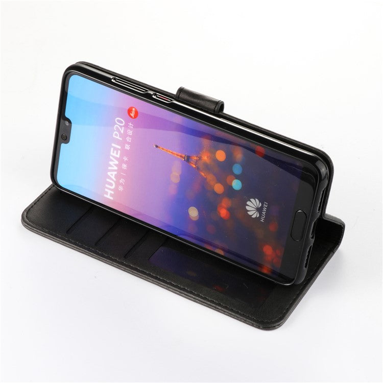LC.IMEEKE Wallet Leather Stand Case for Huawei P20 Pro Dual Sided Magnetic Clasp Cover Case - Black