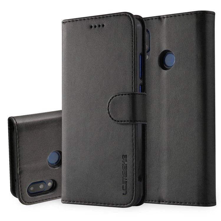 LC.IMEEKE Leather Mobile Phone Case for Huawei P20 Lite/Nova 3e with Reversible Magnetic Clasp Wallet Stand Functions - Black